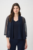 Joseph Ribkoff Mesh and Silky Knit Draped Open Front Cover-Up Style 261204