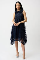 Joseph Ribkoff Dot Embroidered Mesh Handkerchief Dress Style 261299