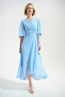 Joseph Ribkoff Flowy Wrap Dress With Buckle Rhinestones Detail Style 261714