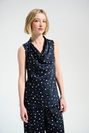 Joseph Ribkoff Dot Print Sleeveless Cowl Neck Top Style 261746