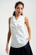 Joseph Ribkoff Dot Print Sleeveless Cowl Neck Top Style 261746