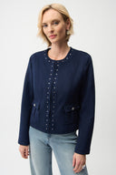 Joseph Ribkoff Faux Suede Jacket with Hook & Eye Closure Style 261909