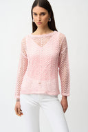 Joseph Ribkoff Sequins Yarn Chevron Print Long Sleeve Sweater Style 261915