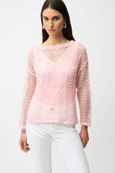 Joseph Ribkoff Sequins Yarn Chevron Print Long Sleeve Sweater Style 261915