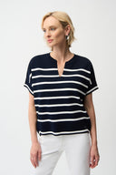 Joseph Ribkoff Stripe Print Short Sleeve Sweater Style 261921