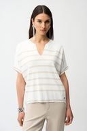 Joseph Ribkoff Stripe Print Short Sleeve Sweater Style 261921