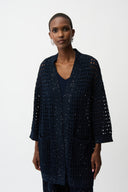 Joseph Ribkoff Cotton Blend Open Stitch Boxy Cardigan Style 261926