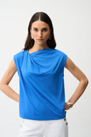 Joseph Ribkoff Cotton Top With Asymmetrical Collar Style 261964