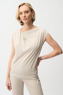 Joseph Ribkoff Cotton Top With Asymmetrical Collar Style 261964