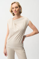 Joseph Ribkoff Cotton Top With Asymmetrical Collar Style 261964