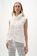 Joseph Ribkoff Bubble Jacquard Straight Top With Cowl Collar Style 262091