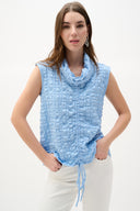 Joseph Ribkoff Bubble Jacquard Straight Top With Cowl Collar Style 262091