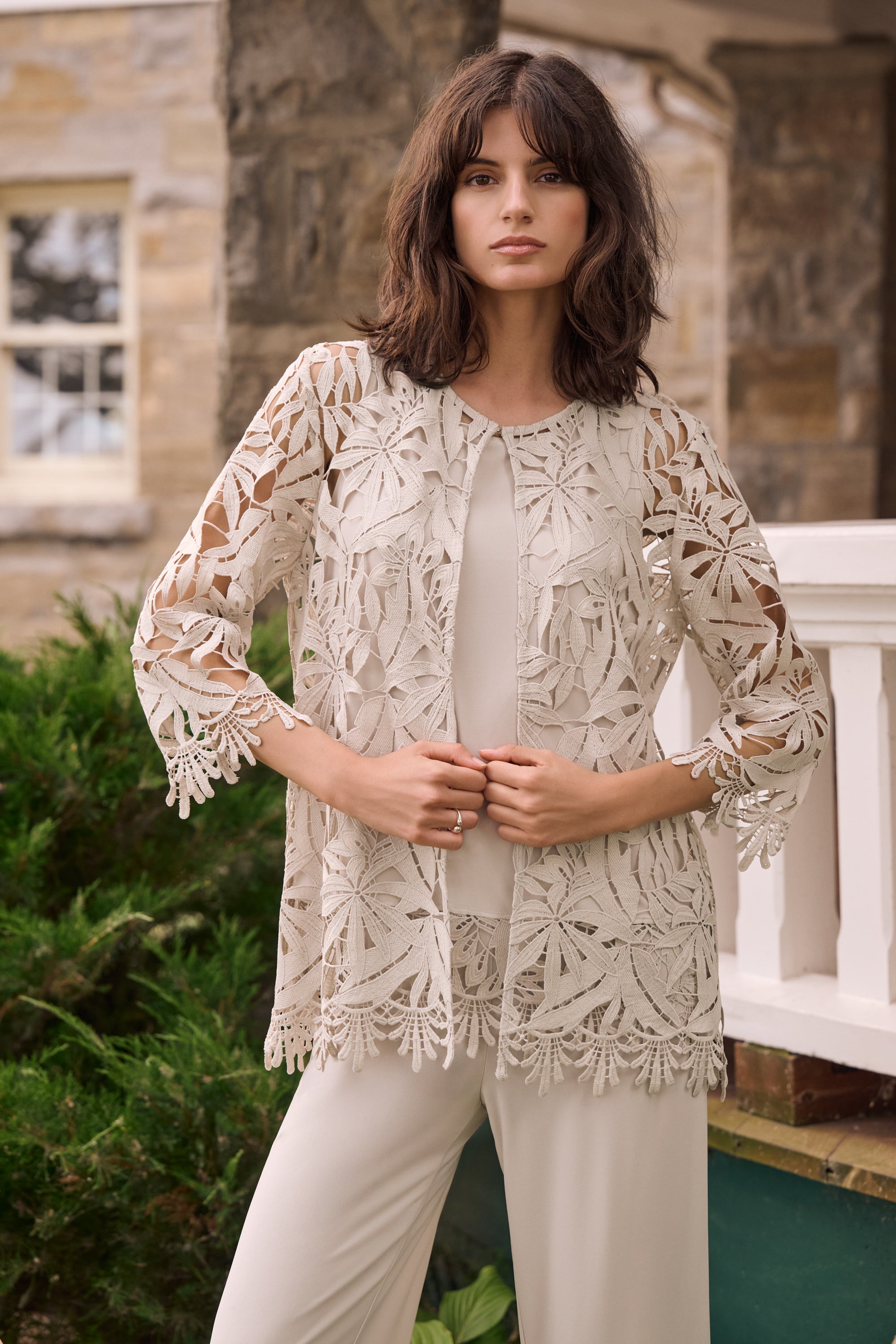 Joseph Ribkoff Guipure Lace Straight Cover-Up Style 262096 – Luxetire