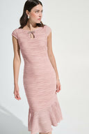 Joseph Ribkoff Flounce Dress With Rhinestone Bow Style 262703