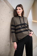 Joseph Ribkoff Striped Hooded Sweater Style 263626