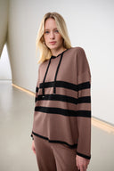 Joseph Ribkoff Striped Hooded Sweater Style 263626