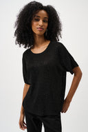 Joseph Ribkoff Metallic Knitted T-shirt with Rhinestones Style 263900CO