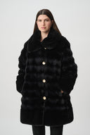 Joseph Ribkoff Faux Fur Funnel-Neck Reversible Coat Style 263920