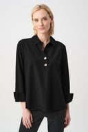 Joseph Ribkoff Stretch Poplin Shirt-Collar Boxy Top Style 263928