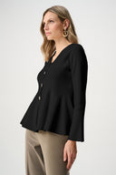 Joseph Ribkoff Cotton Knit Fit And Flare Peplum Cardigan Style 263968