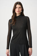 Joseph Ribkoff Rhinestone Mesh Long-Sleeve Top Style 264916