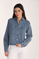 Frank Lyman Jeweled Collared Denim Jacket Style 266509