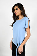 Frank Lyman Misty Blue Woven Top Style 181224