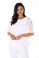 Frank Lyman Chiffon Overlay & Embellished Trim Blouse Style 185420