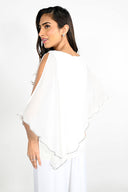 Frank Lyman Chiffon Overlay & Embellished Trim Blouse Style 185420