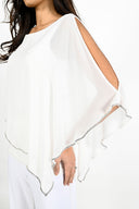 Frank Lyman Chiffon Overlay & Embellished Trim Blouse Style 185420