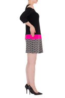 Joseph Ribkoff Black/White/Neon Pink Dress Style 191687