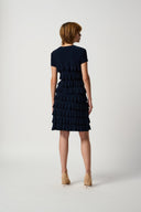 Joseph Ribkoff Midnight Blue Short Sleeve Ruffled Dress Style 211350
