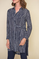 Joseph Ribkoff Midnight Blue/White Stripped Tunic Style 212082