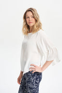 Joseph Ribkoff Vanilla Ruffle Trim Top Style 212213