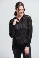 Joseph Ribkoff Black Perforated Sweatshirt Style 212906