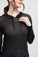 Joseph Ribkoff Black Perforated Sweatshirt Style 212906