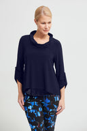Joseph Ribkoff Midnight Blue Sequin Trim Top Style 213049