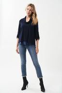 Joseph Ribkoff Midnight Blue Sequin Trim Top Style 213049