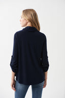 Joseph Ribkoff Midnight Blue Sequin Trim Top Style 213049