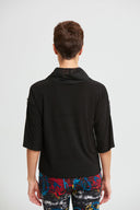 Joseph Ribkoff Black Mesh Detail Top Style 213073