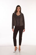 Frank Lyman Slim Fit Jeweled-Zip Animal-Print Jacket Style 263702