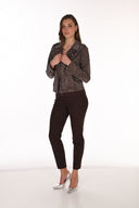 Frank Lyman Slim Fit Jeweled-Zip Animal-Print Jacket Style 263702