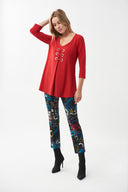 Joseph Ribkoff Lipstick Red Front Top Style 213339