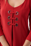 Joseph Ribkoff Lipstick Red Front Top Style 213339