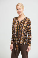 Joseph Ribkoff Black/Multi Geometric Print Top Style 213389