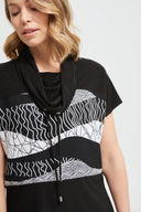 Joseph Ribkoff Black/Vanilla Woven Geometric Top Style 213608