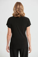 Joseph Ribkoff Black/Vanilla Woven Geometric Top Style 213608