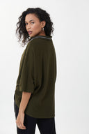 Joseph Ribkoff Black/Olive Hooded Top Style 213621R