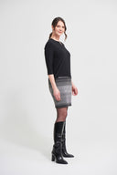 Joseph Ribkoff Silver/Black Jacquard Knit Dress Style 213694