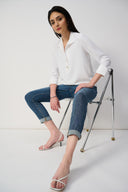 Joseph Ribkoff Slim Fit Cropped Jeans With Rolled Hem Style 213942S25